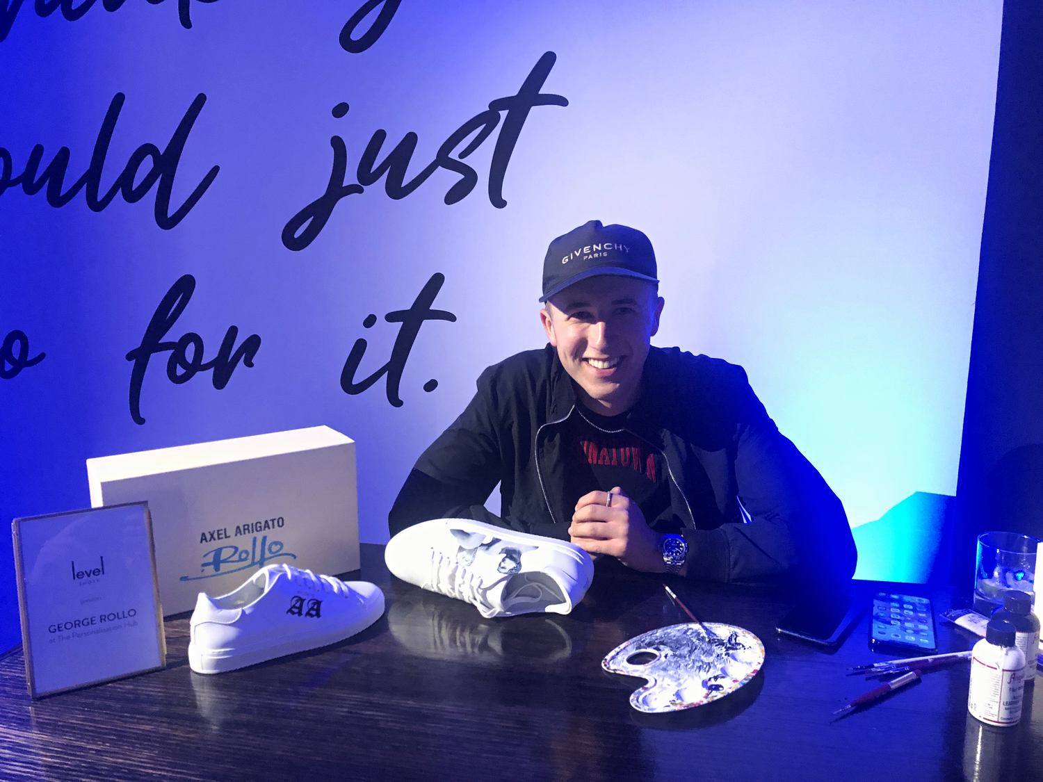 Artist with the Level Shoes personalisation display