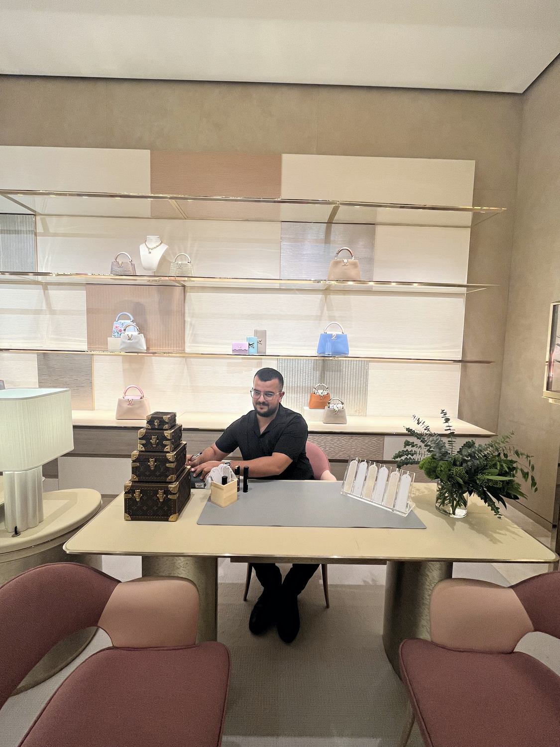 Artist making a piece live during the Louis Vuitton activation